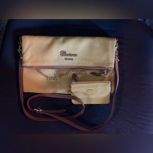 cuoieria fiorentina yellow crossbody purse genuine leather made in italy
